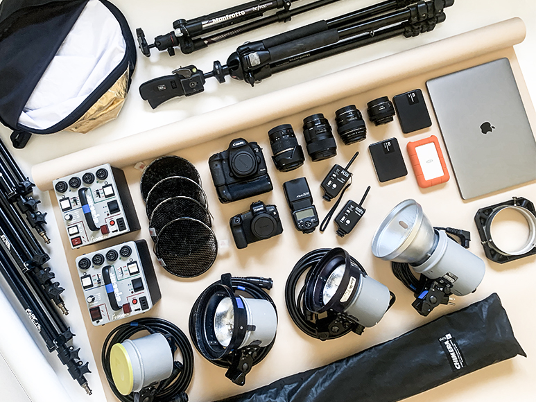 Professional camera equipment setup